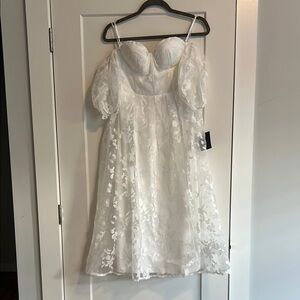 White Floral Off-Shoulder Dress